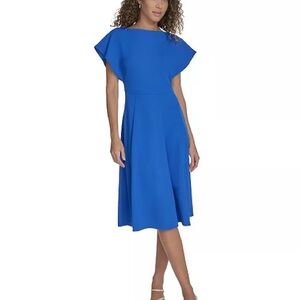 Calvin Klein fit and flare Royal Blue Midi Dress NWT